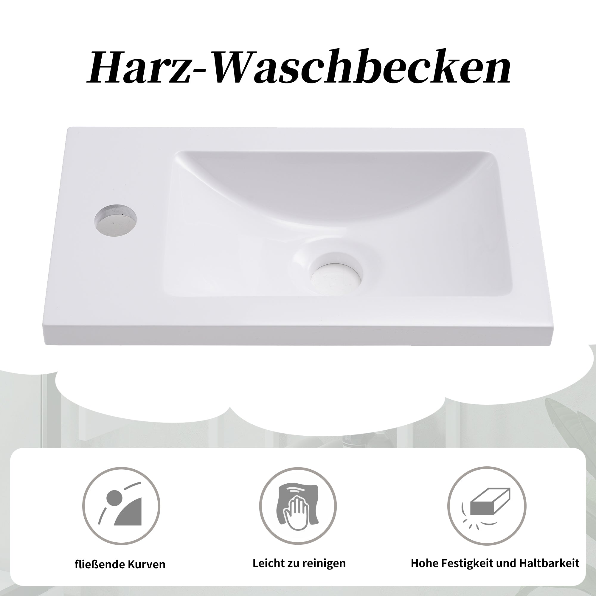 okiwsh Badezimmerwaschbecken 39*21*50 cm, Badezimmermöbel kleines Waschbecken mit Schminktisch, hängender Schminktisch, Waschbeckenschrank Badezimmermöbel (weiß)
