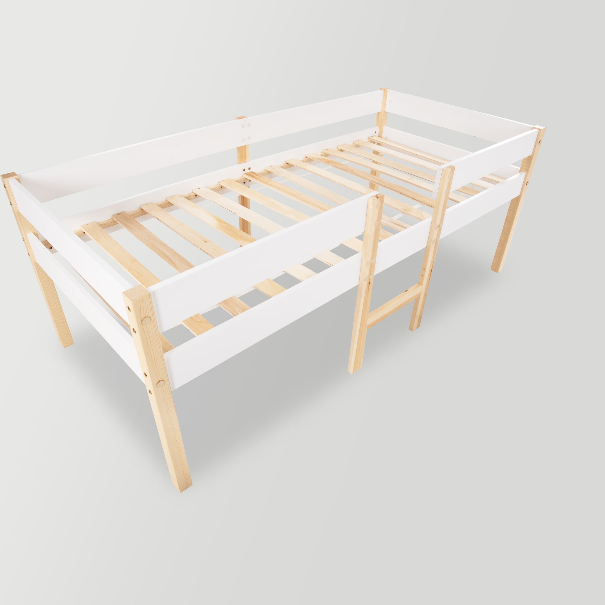 okwish Bett Kinderbett mit Rausfallschutz, 90x190 cm Weiß