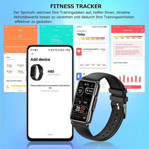 Smartwatch für Damen und Herren, Smartwatch für iPhone und Android-Telefone, IP67 wasserdichte Smartwatch mit Blutsauerstoff-/Herzfrequenz-/Schlafmonitor, rechteckiger 1,47-Zoll-Fitness-Tracker mit über 20 Sportmodi