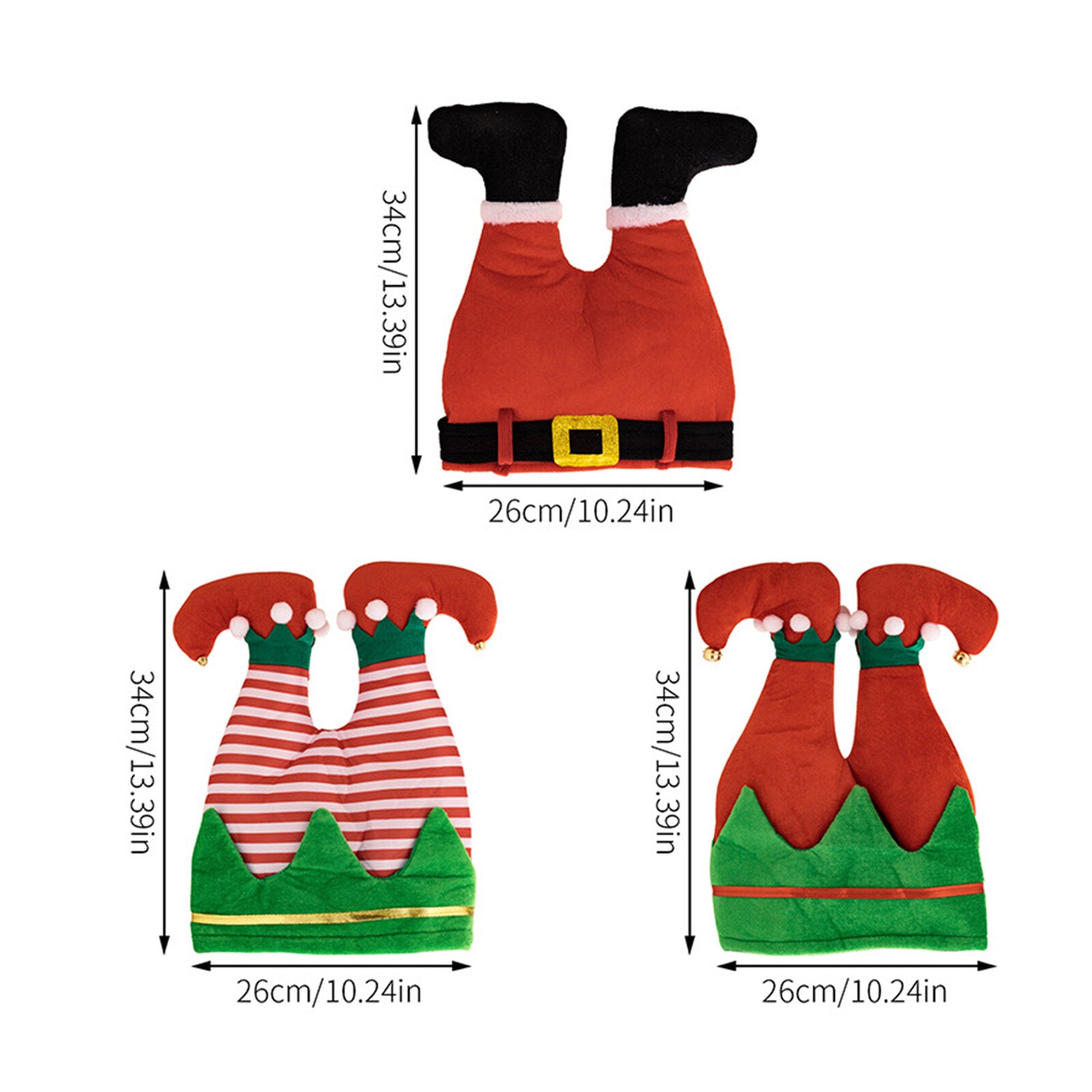 Weihnachtsmütze Clown elfenbein Weihnachtsmütze gestreift 34 cm,Rot